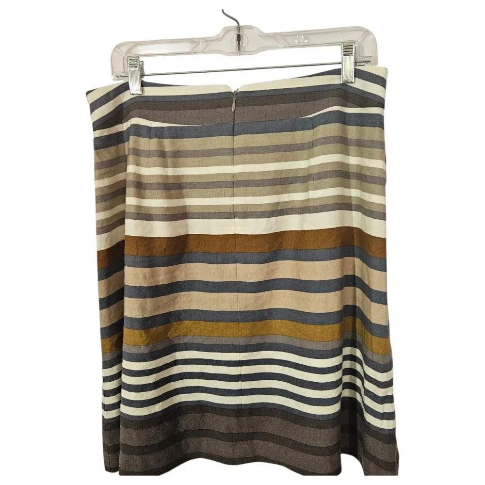 Banana Republic A Line Skirt Striped Linen Pockets Fit Flare Womens Size 12